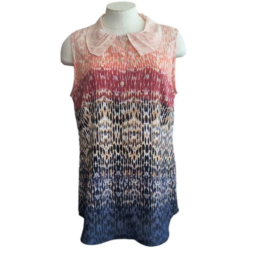 CAbi Style #3078 Love Sleeveless Ombre Printed Blouse Size M